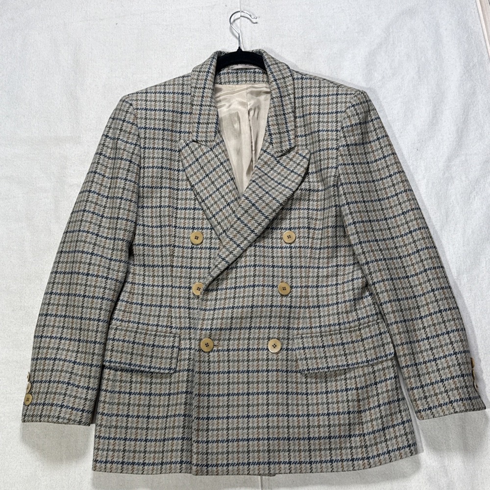 Vintage Mey & Edlich Jones Armstrong Double Breasted Blazer Men 36 Multi Check